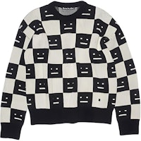 Acne Studios Unisex Face Plaid Wool Sweater Black/White - Fall Collection. C60055-CQK Acne Studios Unisex Face Plaid Wool Sweater Black/White - Fall Collection. C60055-CQK