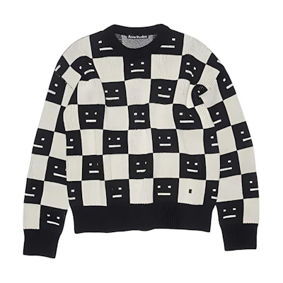 Acne Studios Unisex Face Plaid Wool Sweater Black/White - Fall Collection. C60055-CQK