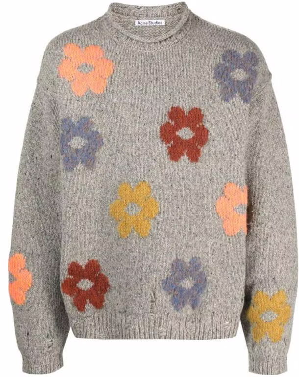 acne-studios-unisex-floral-round-neck-loose-knit-sweater-gray-b60285990