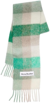 Acne Studios Syal Unisex Hijau Kotak Alpaca Wool dengan Rumbai CA0084-AO2-1 Order Acne Studios Syal Unisex Hijau Kotak Alpaca Wool dengan Rumbai CA0084-AO2-1