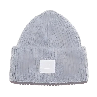 Acne Studios Unisex Happy Face Wool-Blend Knit Beanie Gray C40135-990000