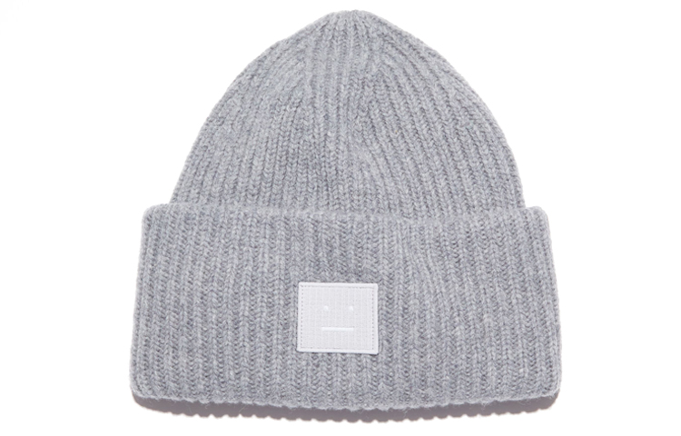 Order Acne Studios Gorro Unisex de Punto Mezcla de Lana Happy Face Gris C40135-990000
