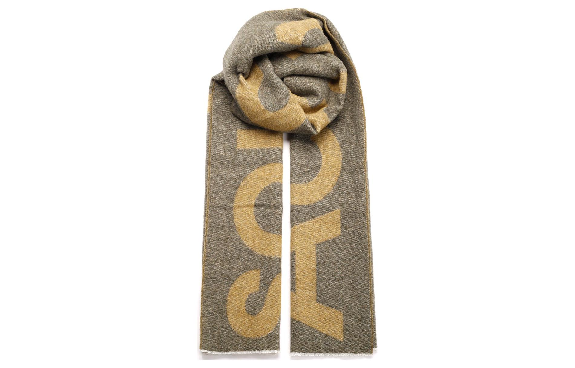 Acne Studios Unisex Khaki Letter Print Cozy Knit Scarf CA0104CYX