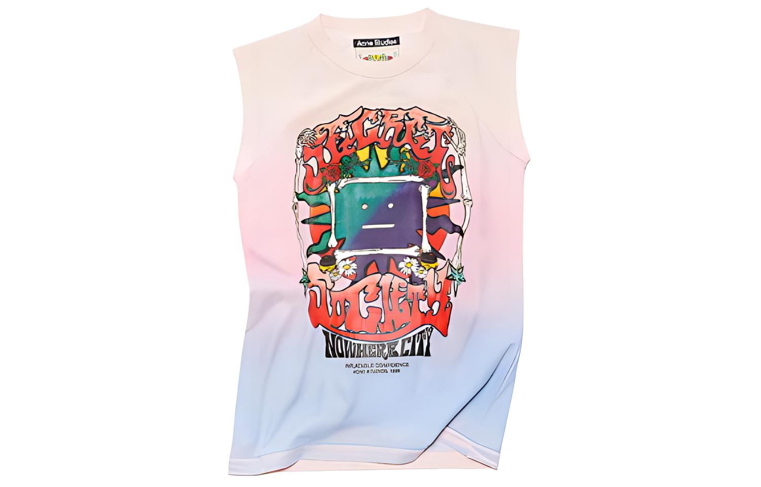 Acne Studios Unisex Pink Tie-Dye Splatter Print Sleeveless Tank Top. CL0181-COG