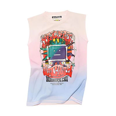 Acne Studios Unisex Pink Tie-Dye Splatter Print Sleeveless Tank Top. CL0181-COG