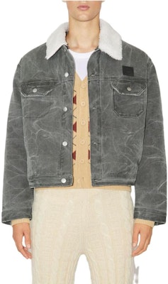 Chaqueta de mezclilla acolchada Acne Studios Unisex en gris carbón - Corte relajado. C90161-AFH Lookbook Chaqueta de mezclilla acolchada Acne Studios Unisex en gris carbón - Corte relajado. C90161-AFH