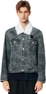 Chaqueta de mezclilla acolchada Acne Studios Unisex en gris carbón - Corte relajado. C90161-AFH Details for Chaqueta de mezclilla acolchada Acne Studios Unisex en gris carbón - Corte relajado. C90161-AFH