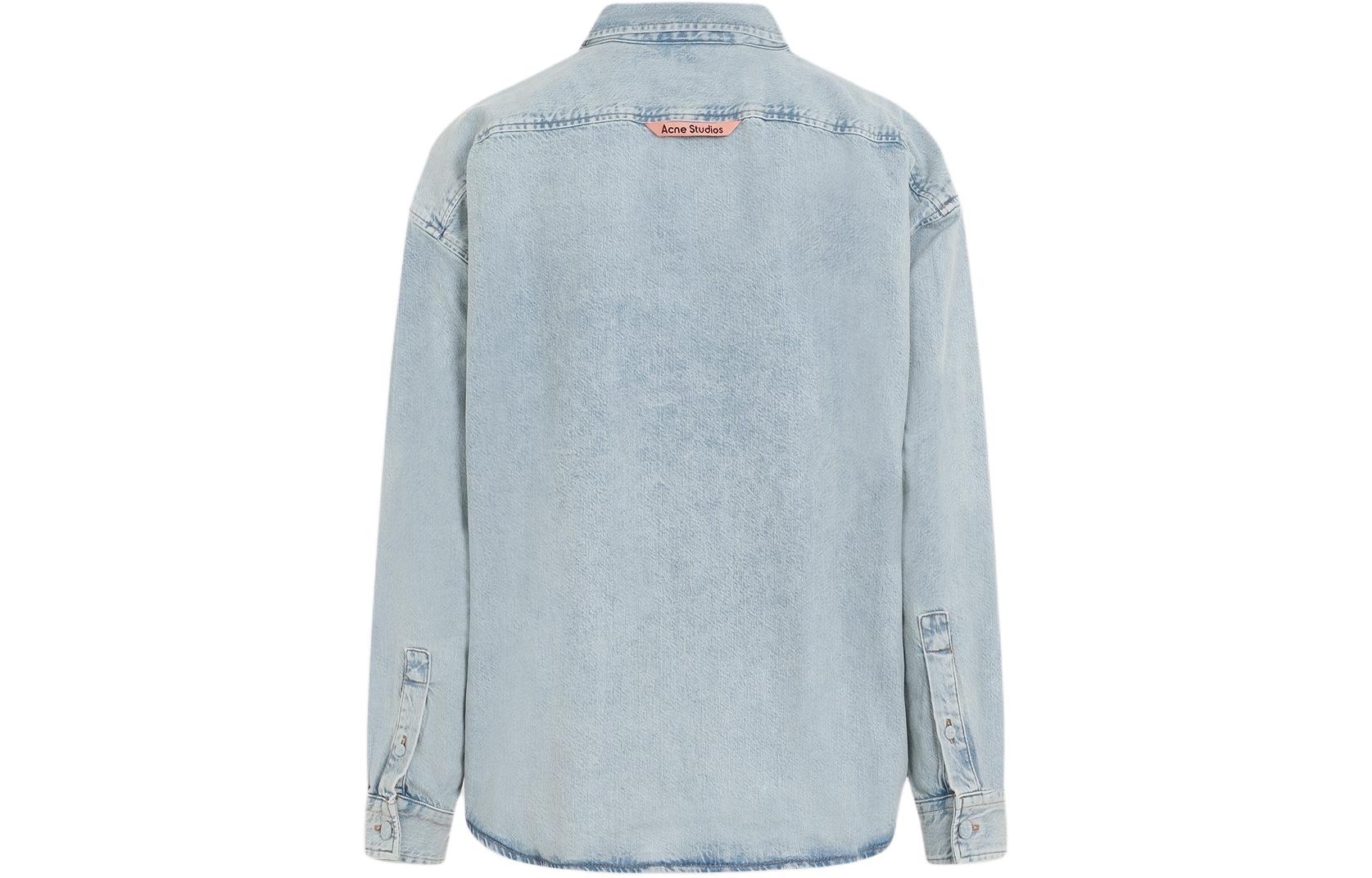 Lookbook Acne Studios Kemeja Unisex Biru Solid Lengan Panjang dengan Kancing. CB0077-135