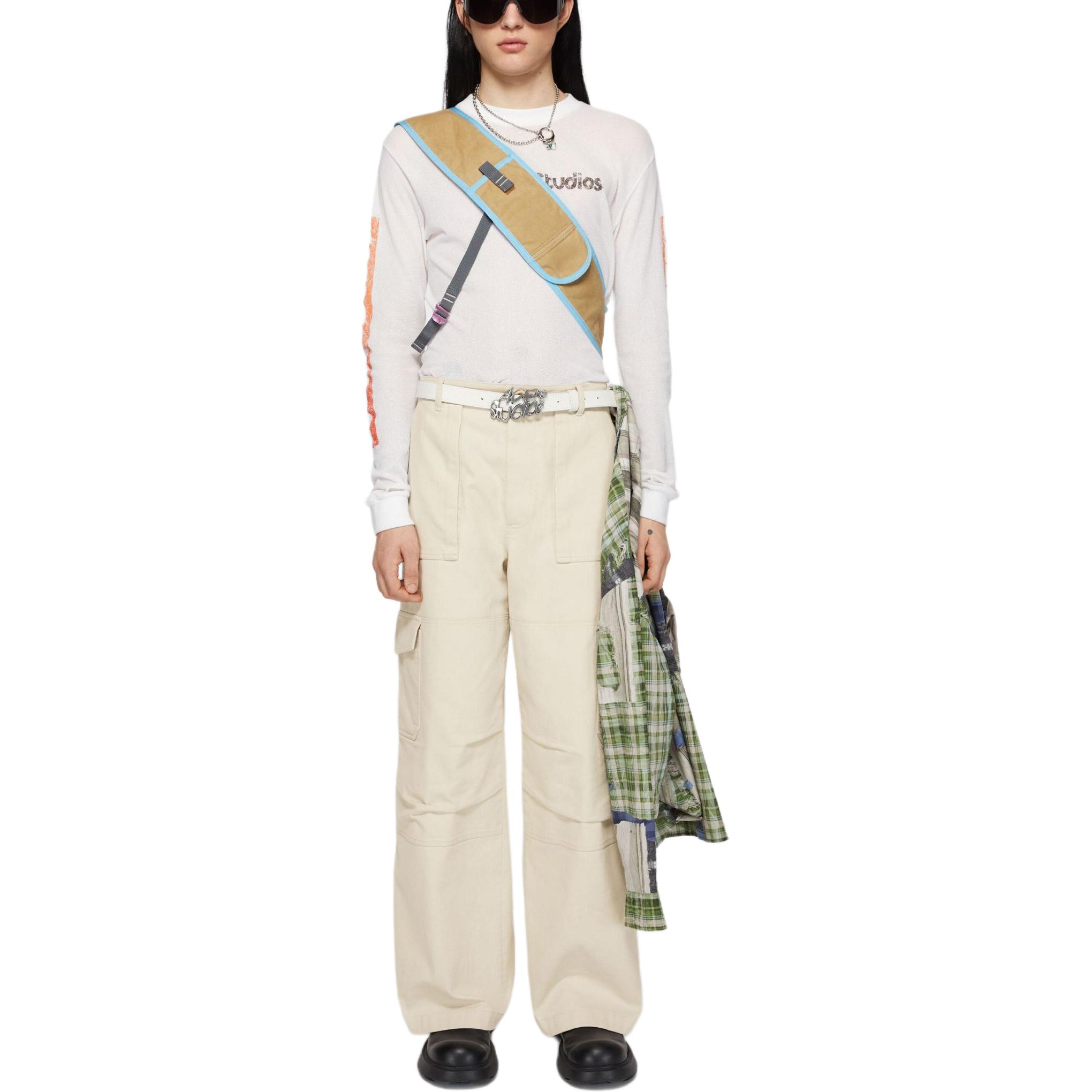 Lookbook Pantalones Casuales Unisex Acne Studios Talle Bajo Rectos con Cremallera BK0589-AEF