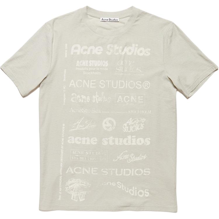 Acne Studios Unisex SS24 Herb Green Logo Print Crewneck T-Shirt. CL0279-DOB