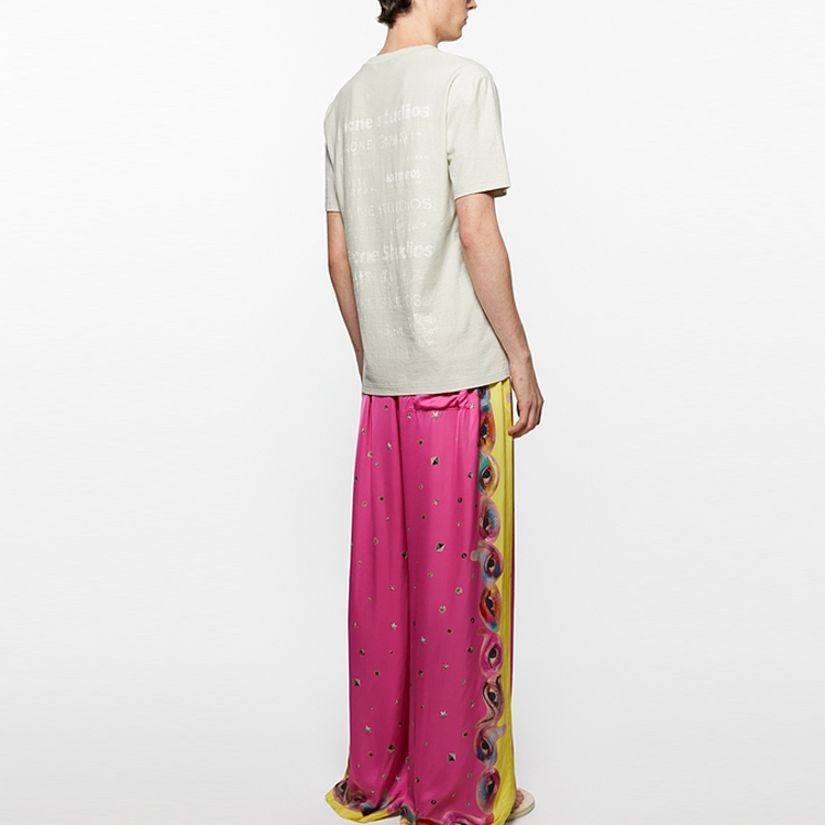 Shop 아크네 스튜디오 유니섹스 SS24 허브 그린 로고 프린트 크루넥 티셔츠. CL0279-DOB