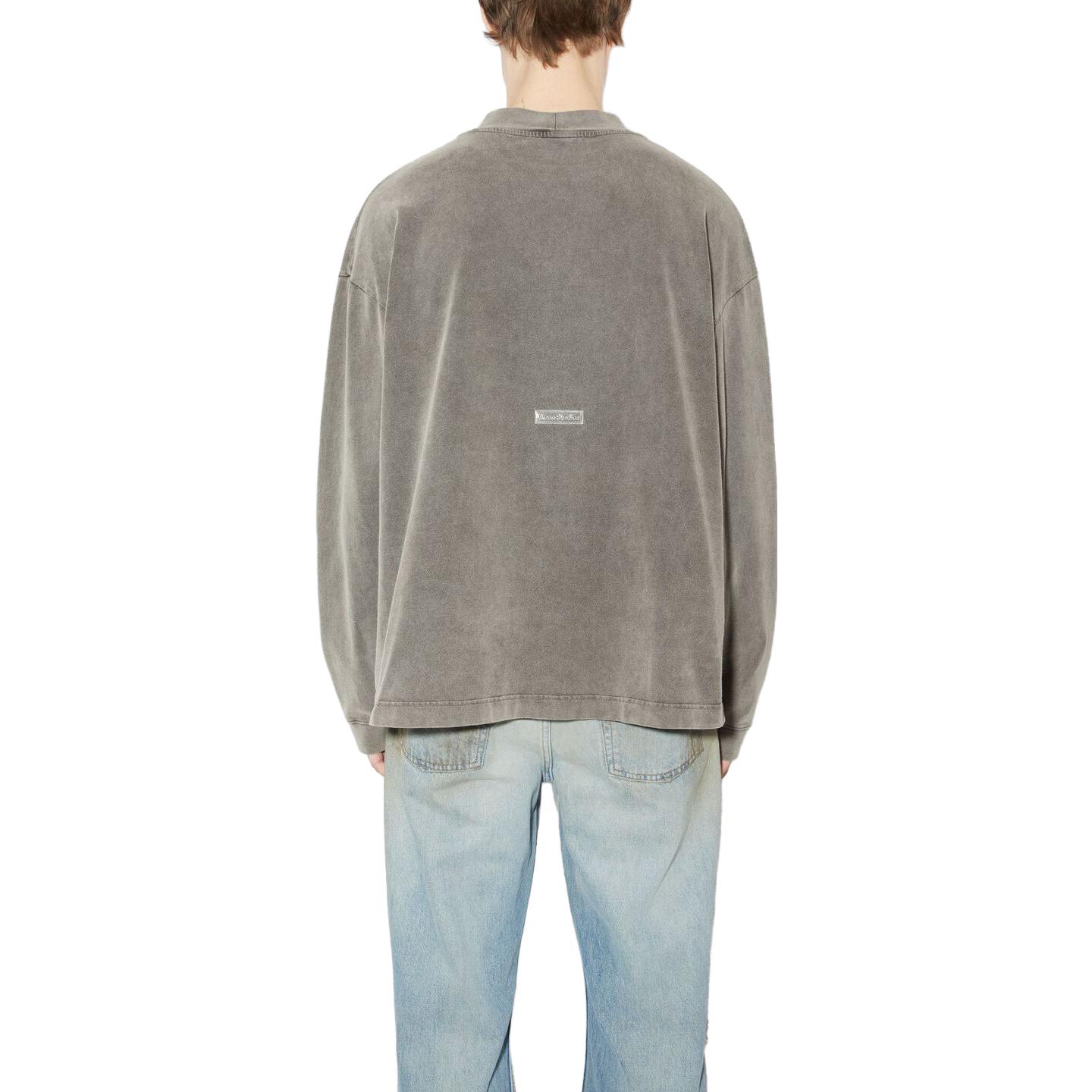 Shop Acne Studios Baju Kelabu Klasik Unisex Fesyen Vintage Cotton Crewneck. CL0220-BM0