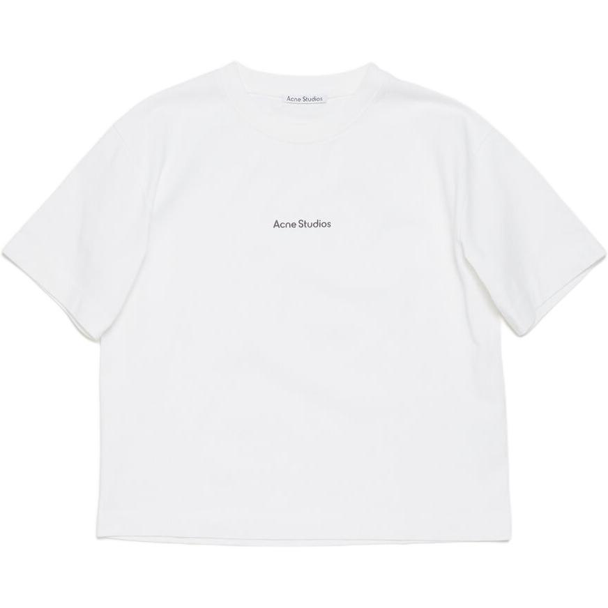 Acne Studios Unisex White Crewneck Logo T-Shirt Casual Short Sleeve Tee. CL0275-183