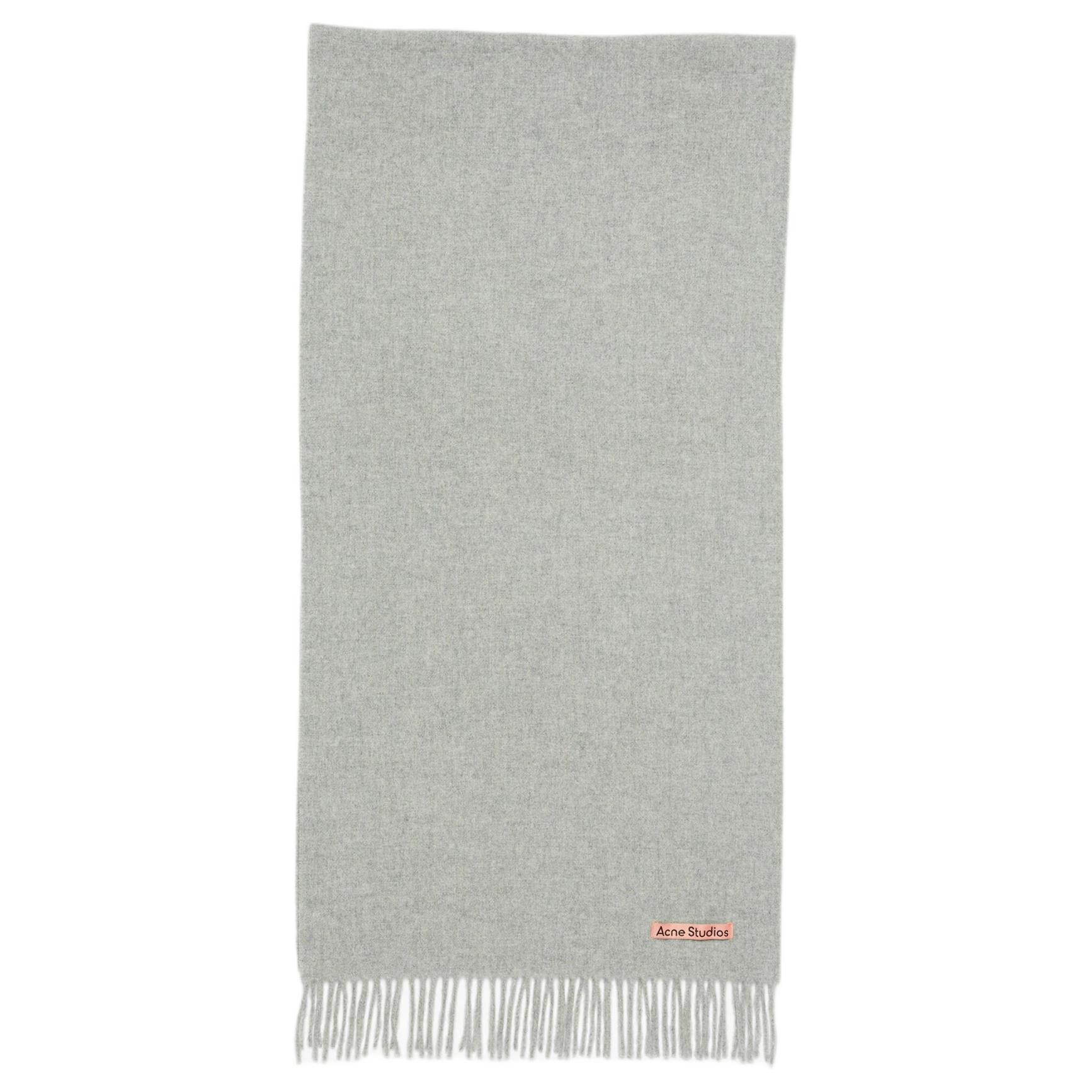Acne Studios Unisex Wool Fringe Scarf Light Gray - Warm Solid Color Accessory CA0210X92