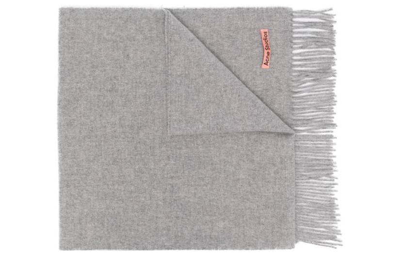 Order Acne Studios Unisex Selendang Bulu Kelabu Cerah - Aksesori Warna Pepejal Hangat CA0210X92