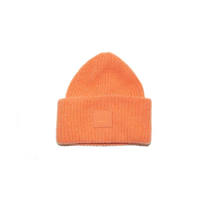 Acne Studios Unisex Wool Knit Beanie with Logo - Orange C40135-DK8