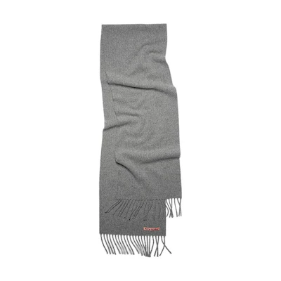 Acne Studios Unisex Wool Scarf with Gray Solid Color and Fringe Design. CA0218-990-1