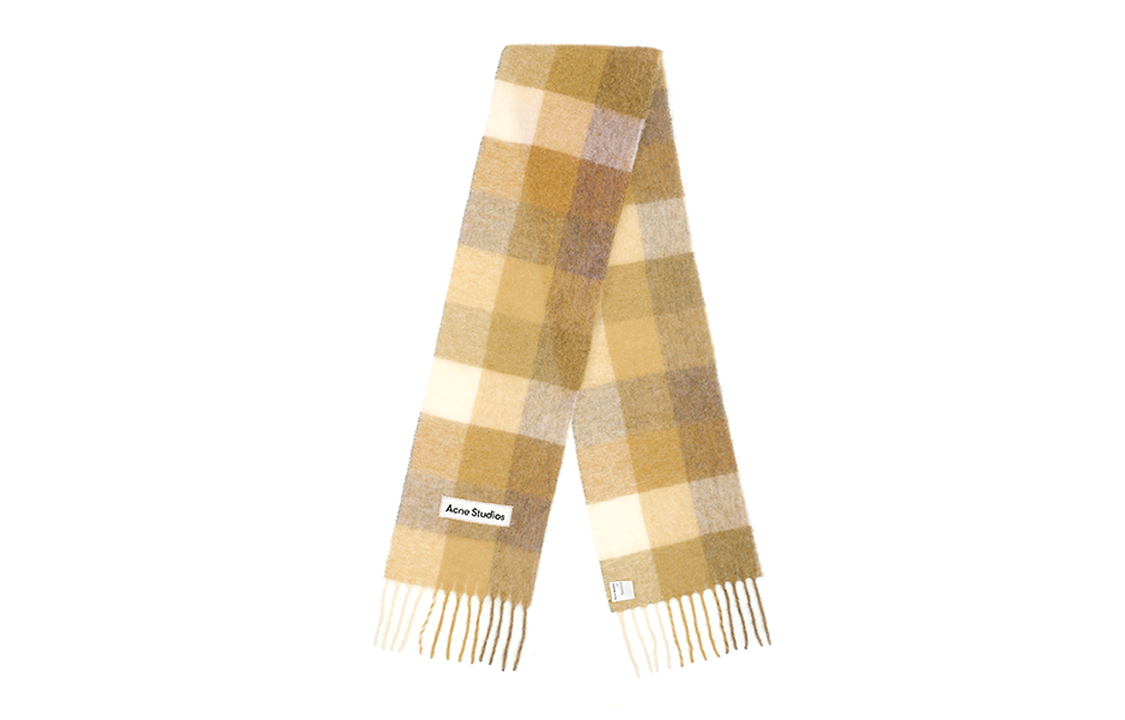 Lookbook 아크네 스튜디오 유니섹스 옐로 패션 트렌디 따뜻한 니트 스카프. CA0084-AYS