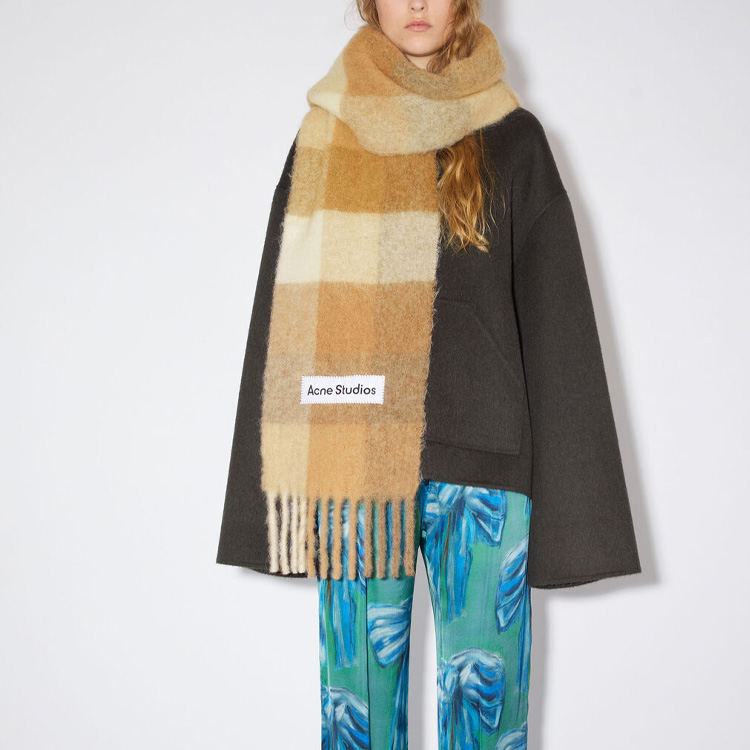 Details for 아크네 스튜디오 유니섹스 옐로 패션 트렌디 따뜻한 니트 스카프. CA0084-AYS