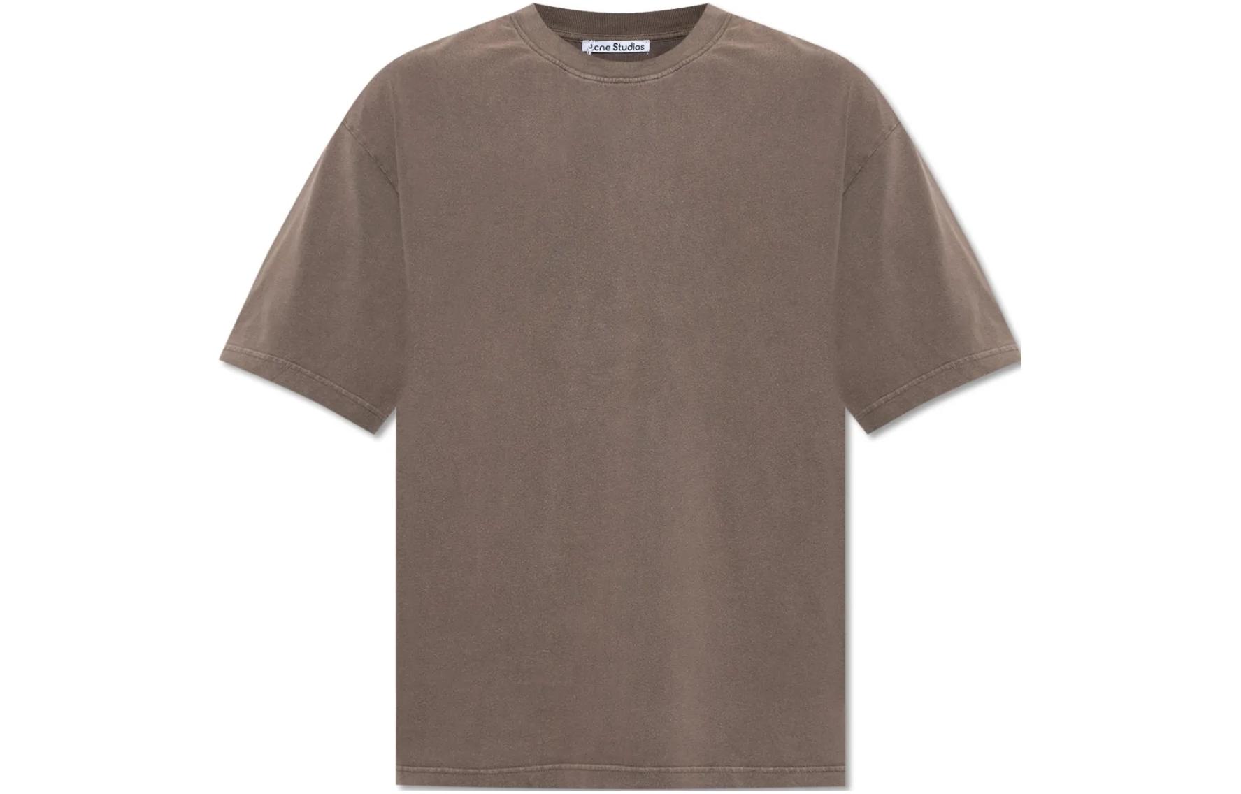 Acne Studios Vintage Faded Cotton Unisex Crewneck T-Shirt Chestnut Brown. CL0218-ADM