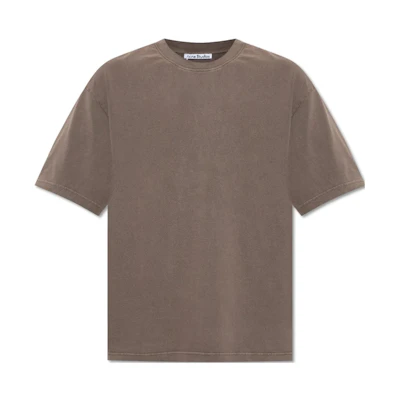 Acne Studios Vintage Faded Cotton Unisex Crewneck T-Shirt Chestnut Brown. CL0218-ADM