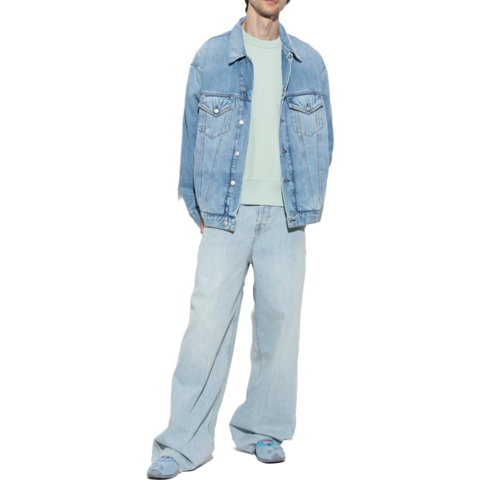 Lookbook Acne Studios W23  Washed Denim Jacket with Button Closure in Blue. C90150-228