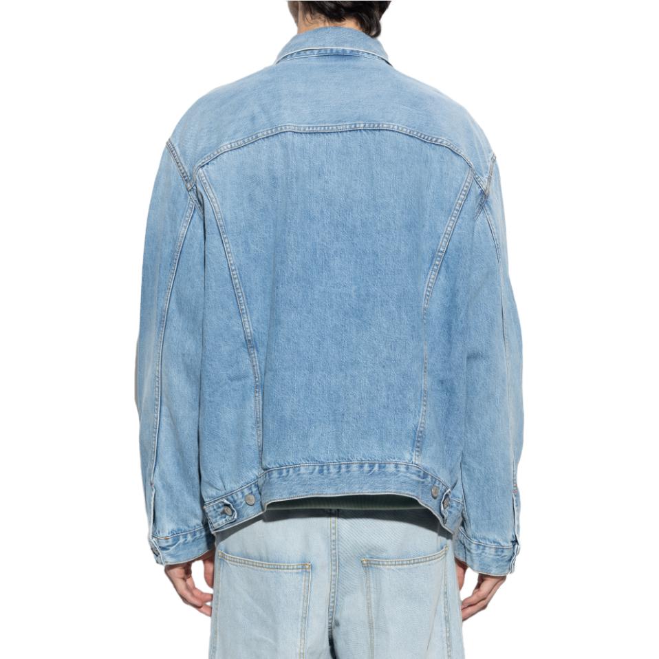 Shop Acne Studios W23  Washed Denim Jacket with Button Closure in Blue. C90150-228