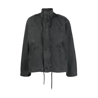 Acne Studios Washed Stand Collar Zip Jacket Black Long Sleeve Casual B90685-DBH
