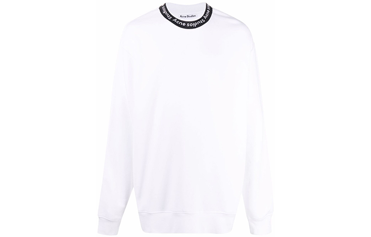 Acne Studios White Cotton Crewneck Pullover Sweatshirt BI0078-OPTIC