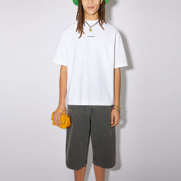 Lookbook Acne Studios 白色棉质短袖印花Logo T恤。 BL0278-183