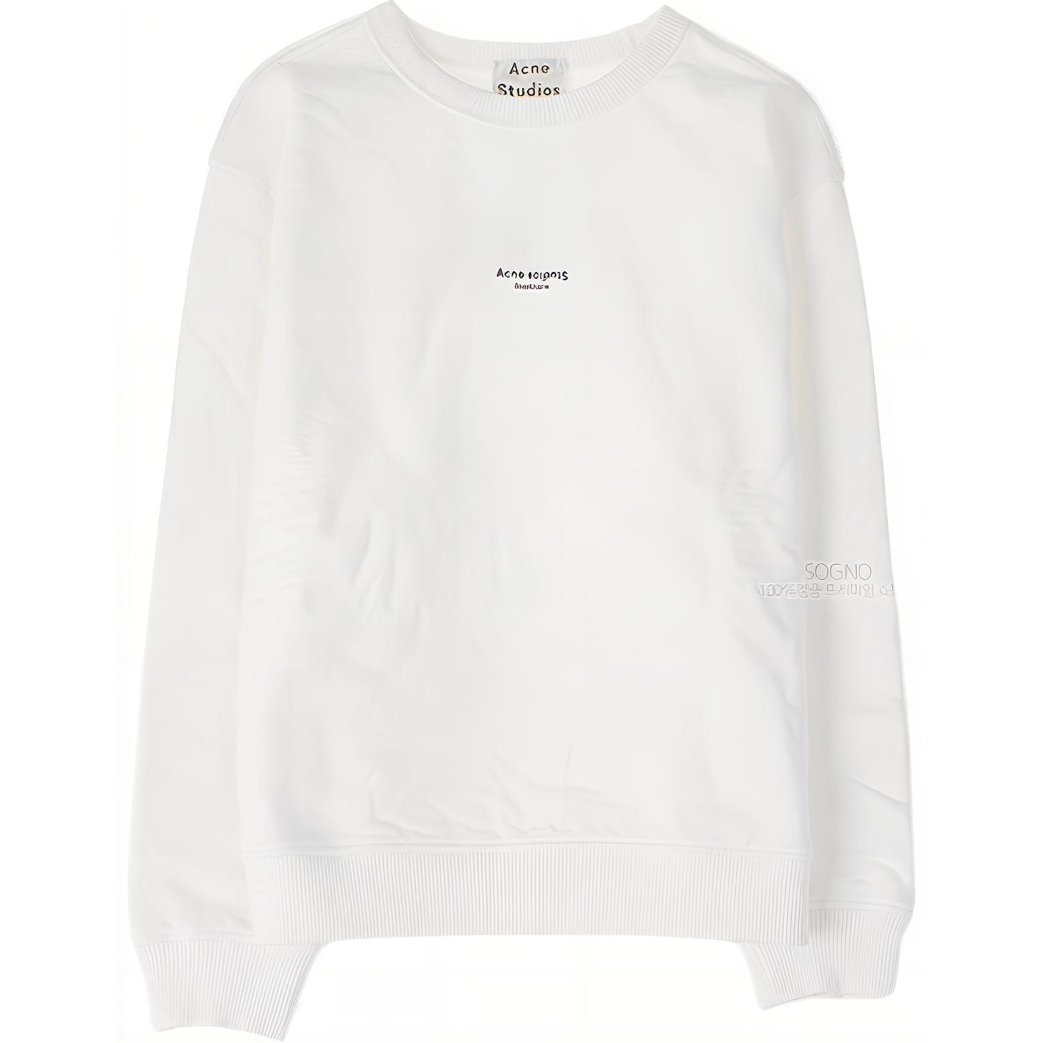 Acne Studios White Crewneck Loose-Fit Sweatshirt with Letter Print AI0045-183