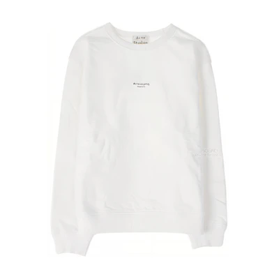 Acne Studios White Crewneck Loose-Fit Sweatshirt with Letter Print AI0045-183