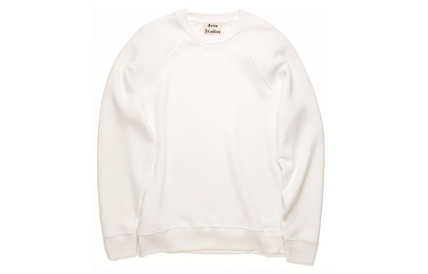 Acne Studios White Crewneck Sweatshirt with Reversed Logo Design BI0058-183