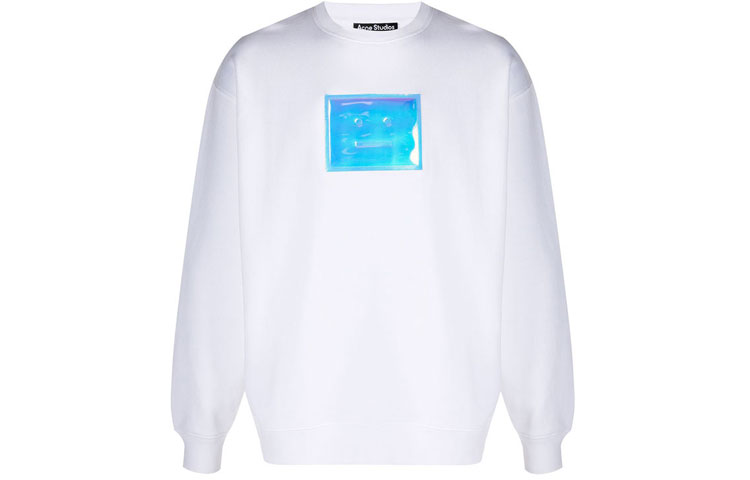 Acne Studios White Sweatshirt with Metal Logo on Chest CI0068-183