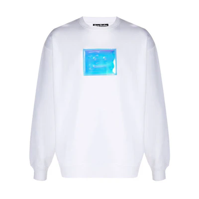 Acne Studios White Sweatshirt with Metal Logo on Chest CI0068-183
