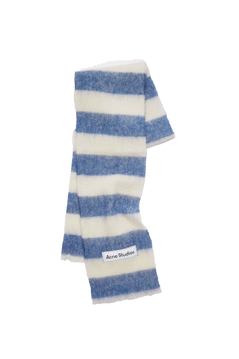 Acne Studios Wool-Blend Stripe Scarf Blue/White