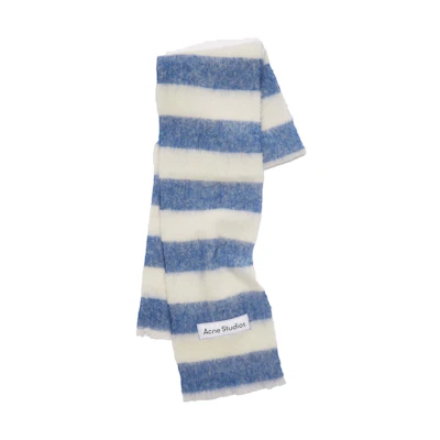 Acne Studios Wool-Blend Stripe Scarf Blue/White