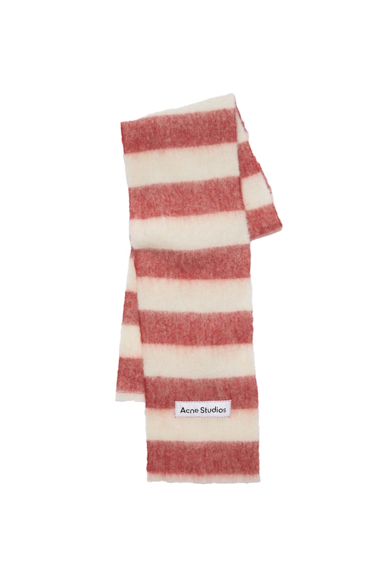 Acne Studios Wool-Blend Stripe Scarf Red/White