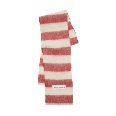 Acne Studios Wool-Blend Stripe Scarf Red/White