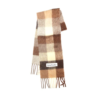 Acne Studios Wool Alpaca Check Scarf Brown Unisex Couple's Edition. CA0084-BRD