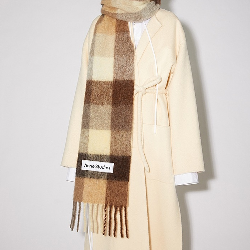 Acne Studios Wool Alpaca Check Scarf Brown Unisex Couple's Edition. CA0084-BRD 圖 3