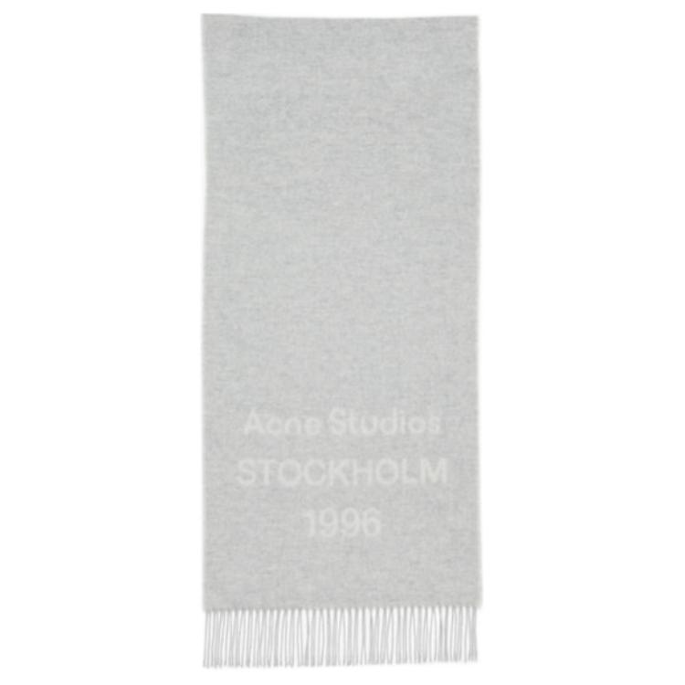 Acne Studios Wool Knitted Logo Scarf Grey . CA03673I1