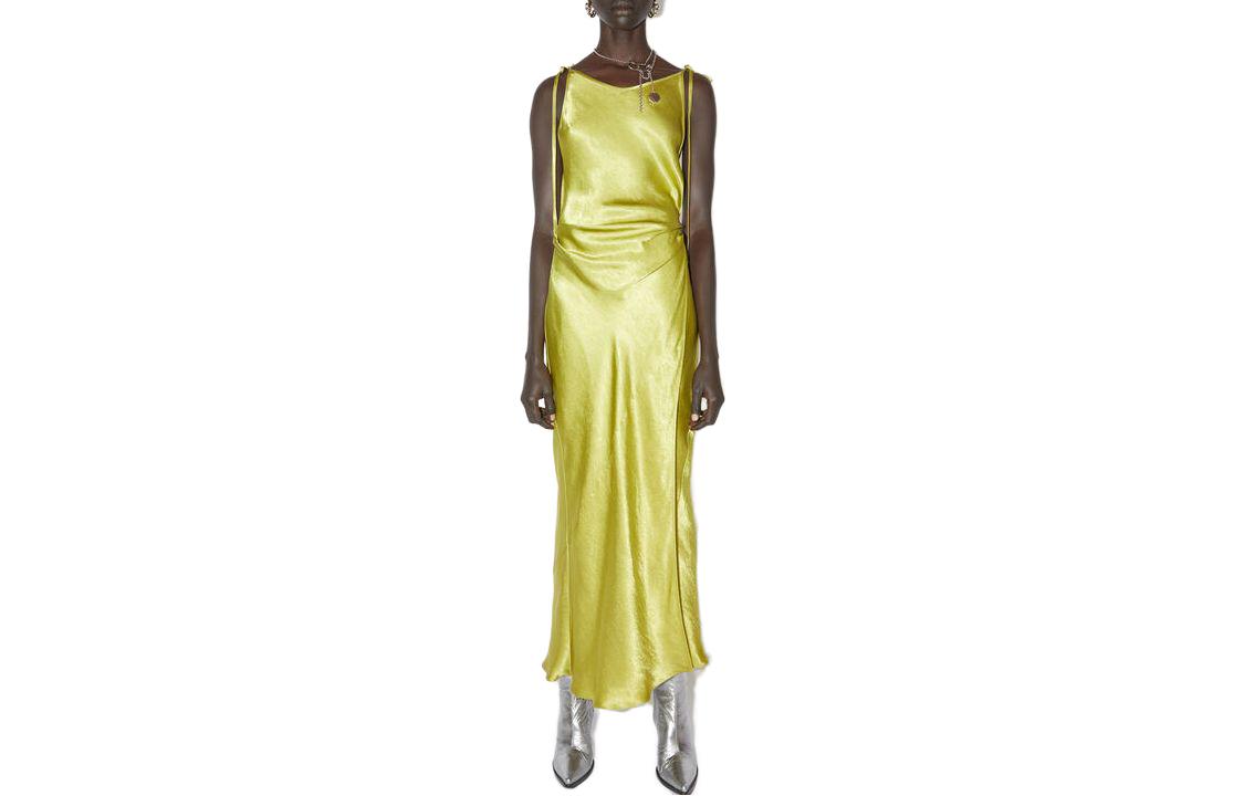 Order アクネ ストゥディオズ イエロー スリムフィット ノースリーブ Vネック マキシドレス A20586-DEF