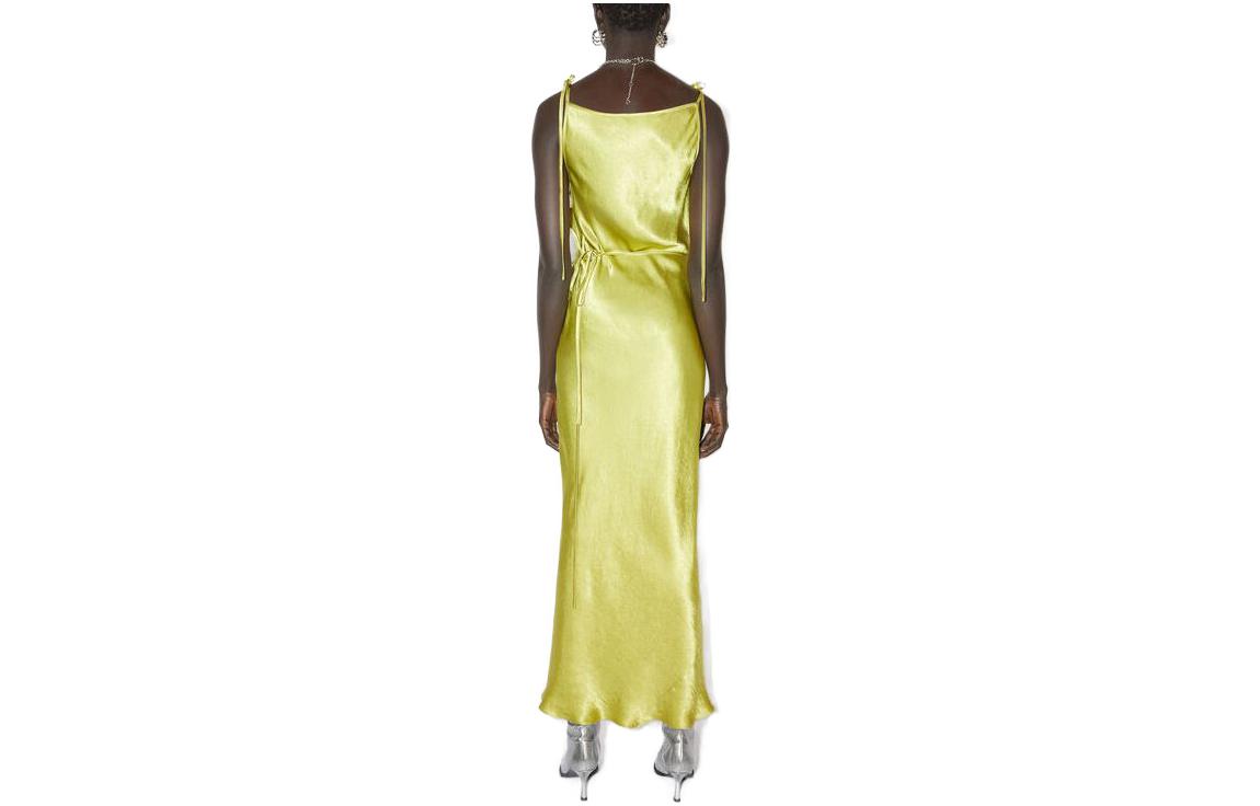 Lookbook アクネ ストゥディオズ イエロー スリムフィット ノースリーブ Vネック マキシドレス A20586-DEF