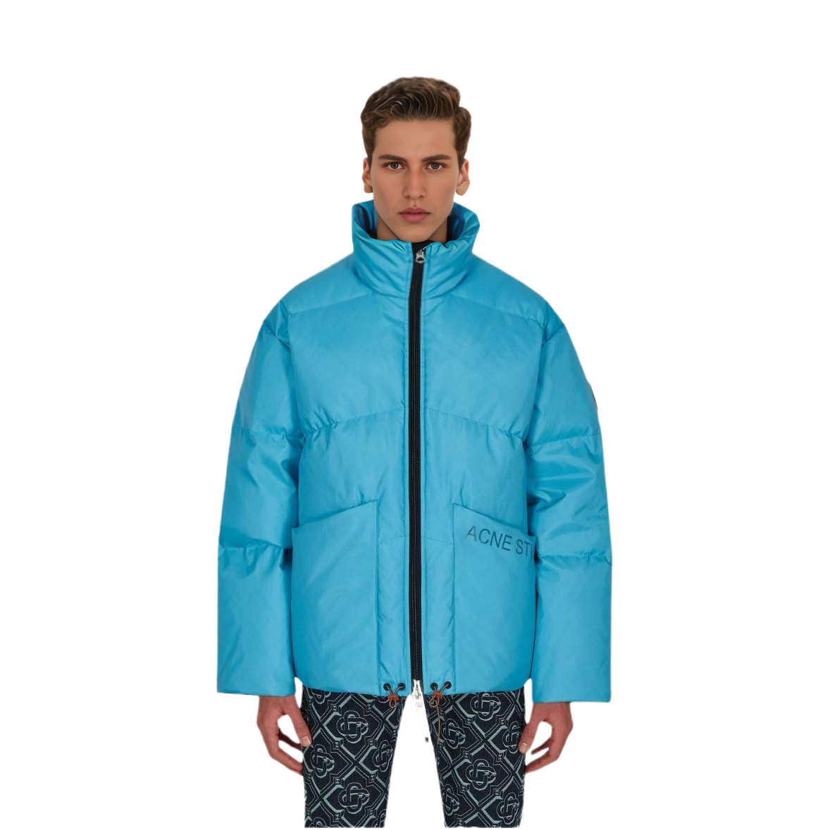 Order Acne Studios Zip-Up Stand Collar Puffer Jacket Blue B90574-AAQ