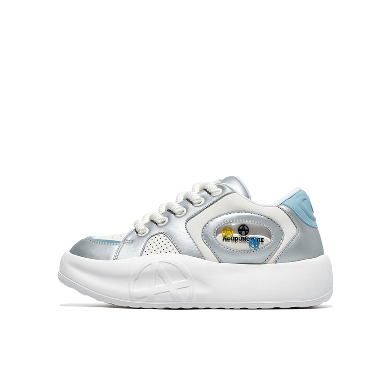 Acupuncture Fashion Stitching Platform 5cm Crystal Silver Casual Sneakers DdAC007