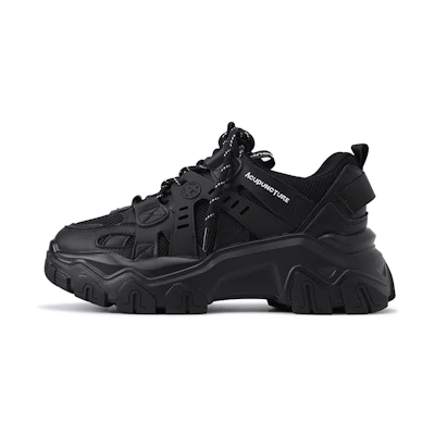 Acupuncture Thick Sole Dad Shoes Couples 'Black'