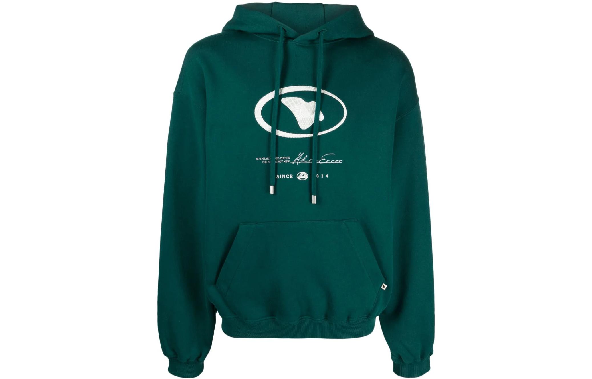 ADER ERROR  Green Logo Print Hoodie. BMADFWHD0101GN