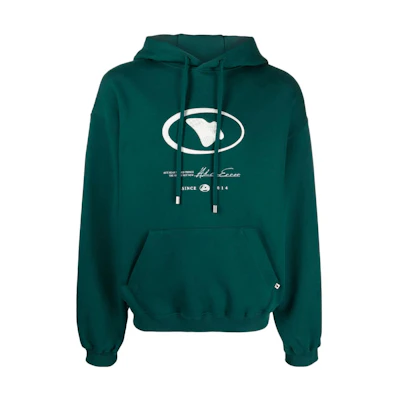 ADER ERROR Green Logo Print Hoodie. BMADFWHD0101GN