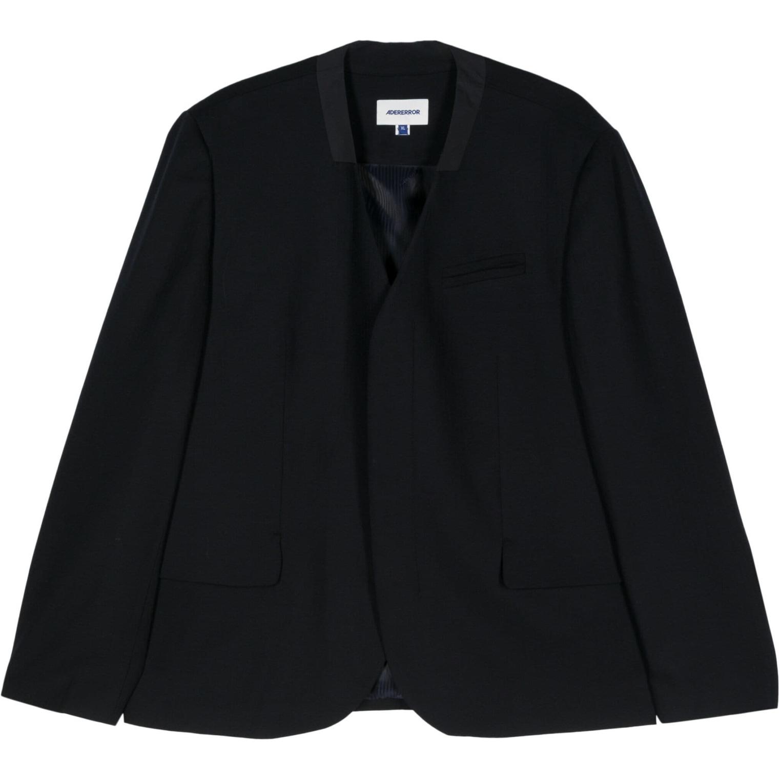 ADER ERROR  Herringbone Knit Pattern Long-Sleeve Blazer Midnight Blue BN01SSBZ0206NV